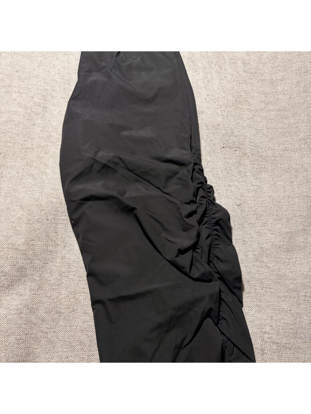 Charcoal Nylon Cargo Pants with Side Ruching — Size M